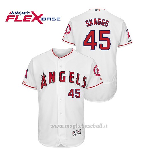 Maglia Baseball Uomo Los Angeles Angels Tyler Skaggs 150th Aniversario Patch Flex Base Bianco